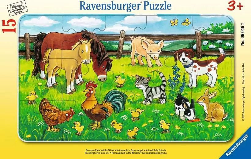 Ravensburger väike plaatpusle 15 tk Farmiloomad aasal