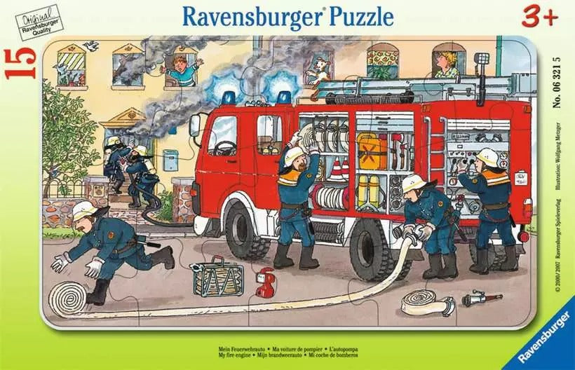 Ravensburger väike plaatpusle 15 tk Tuletõrjeauto