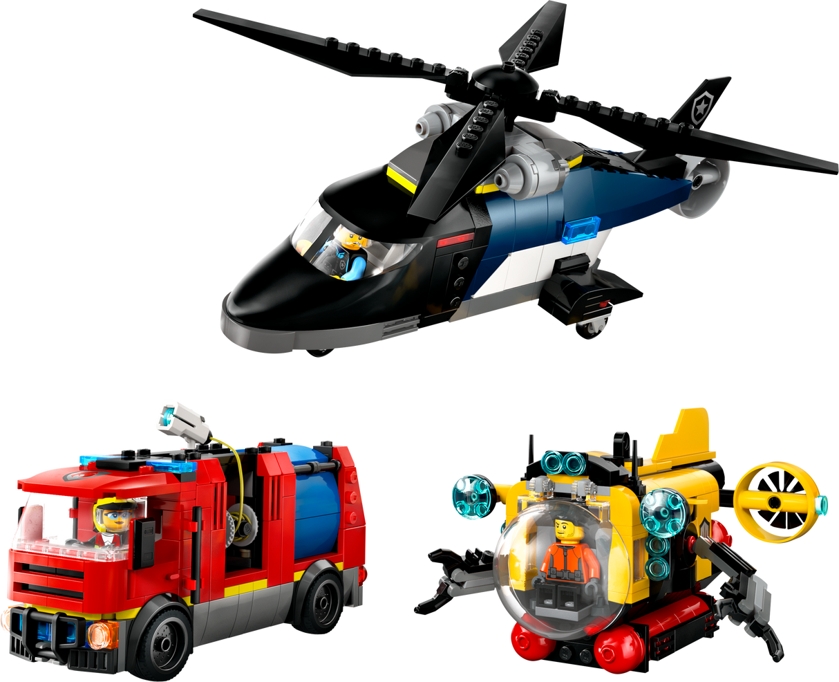 LEGO City Helikopteri, tuletõrjeauto ja allveelaeva remiks 60462L