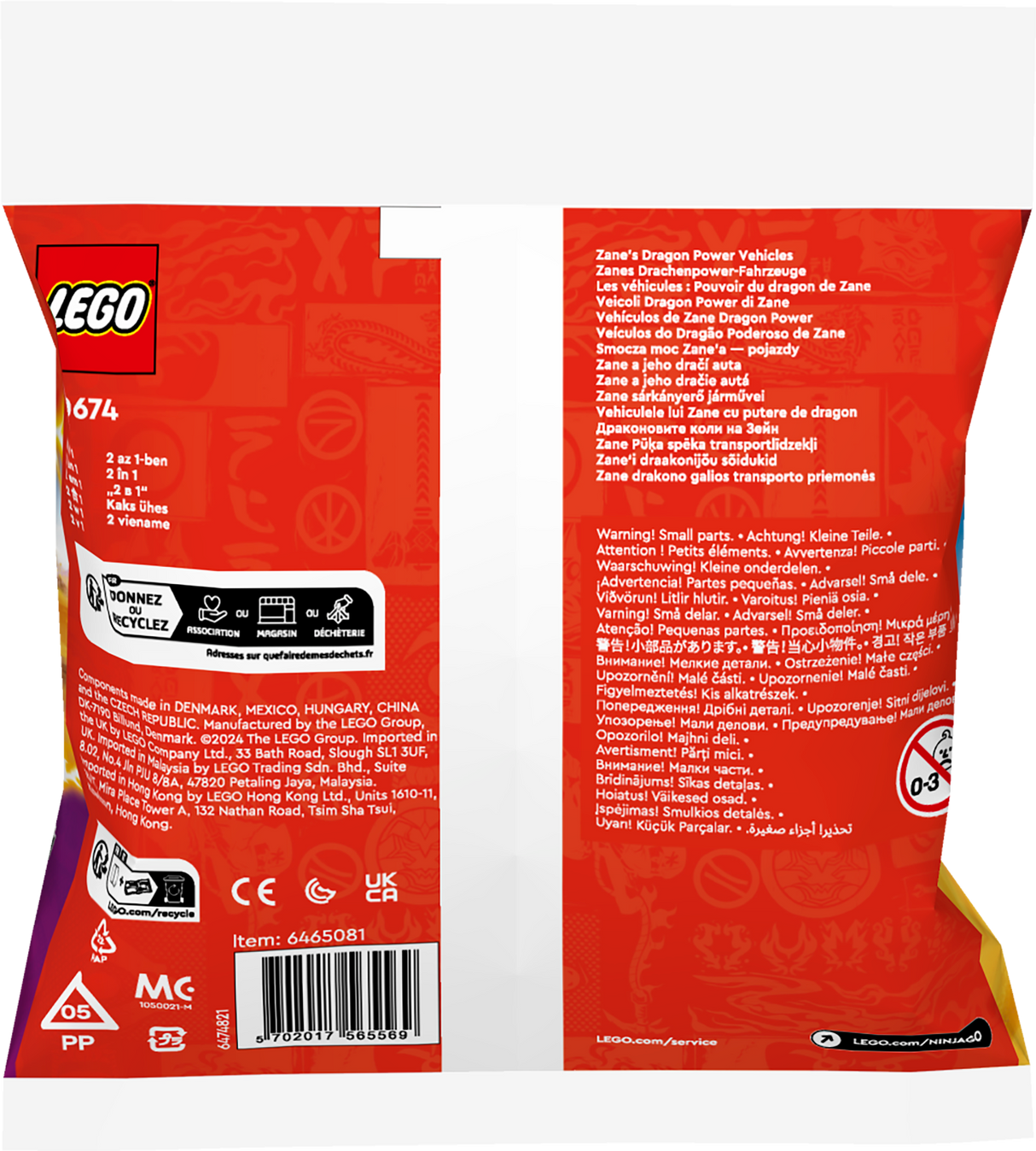 LEGO Ninjago Zane’i draakonijõu sõidukid 30674L