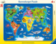 Ravensburger suur plaatpusle 30 tk Maailmakaart loomadega 066414V