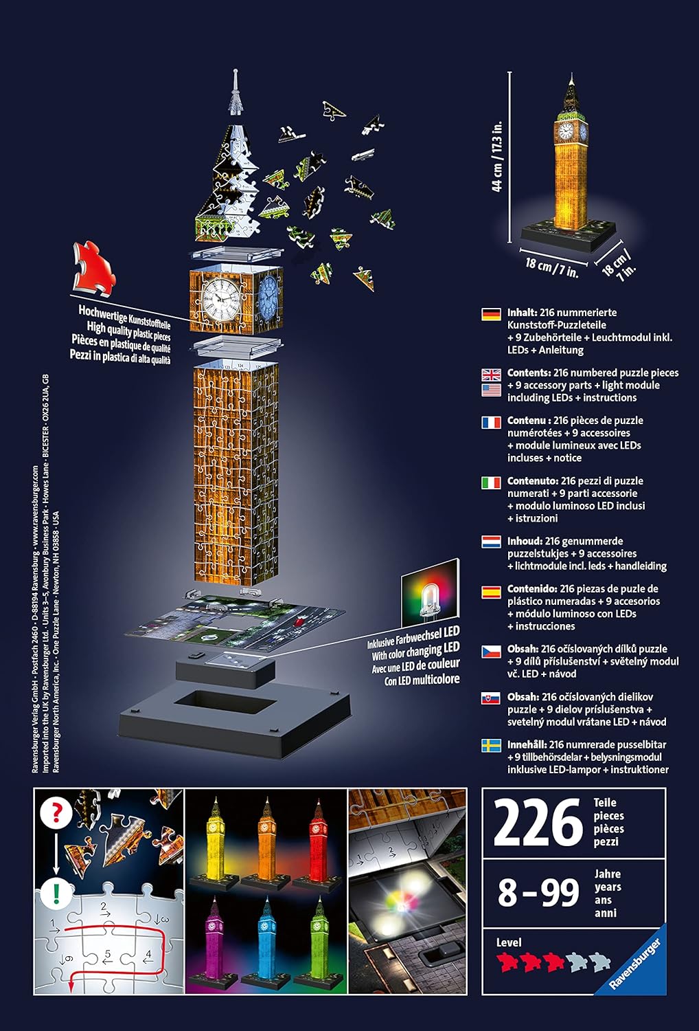 Ravensburger 3D pimedas helendav pusle Big Ben 216 tk 125883V