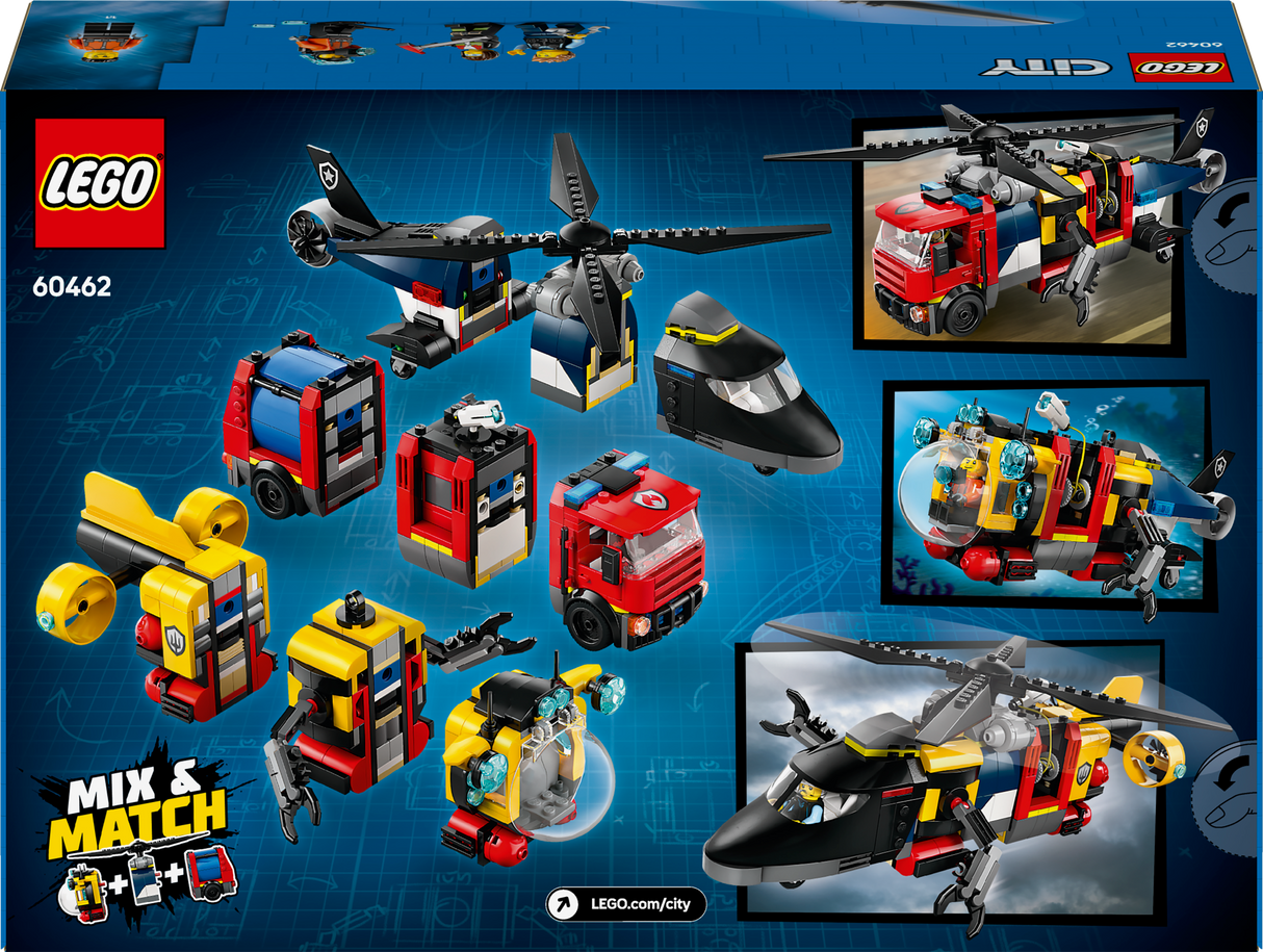 LEGO City Helikopteri, tuletõrjeauto ja allveelaeva remiks 60462L