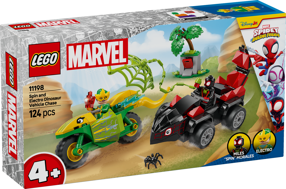 LEGO Spidey Spini ja Electro dinosaurusesõidukite tagaajamine 11198L