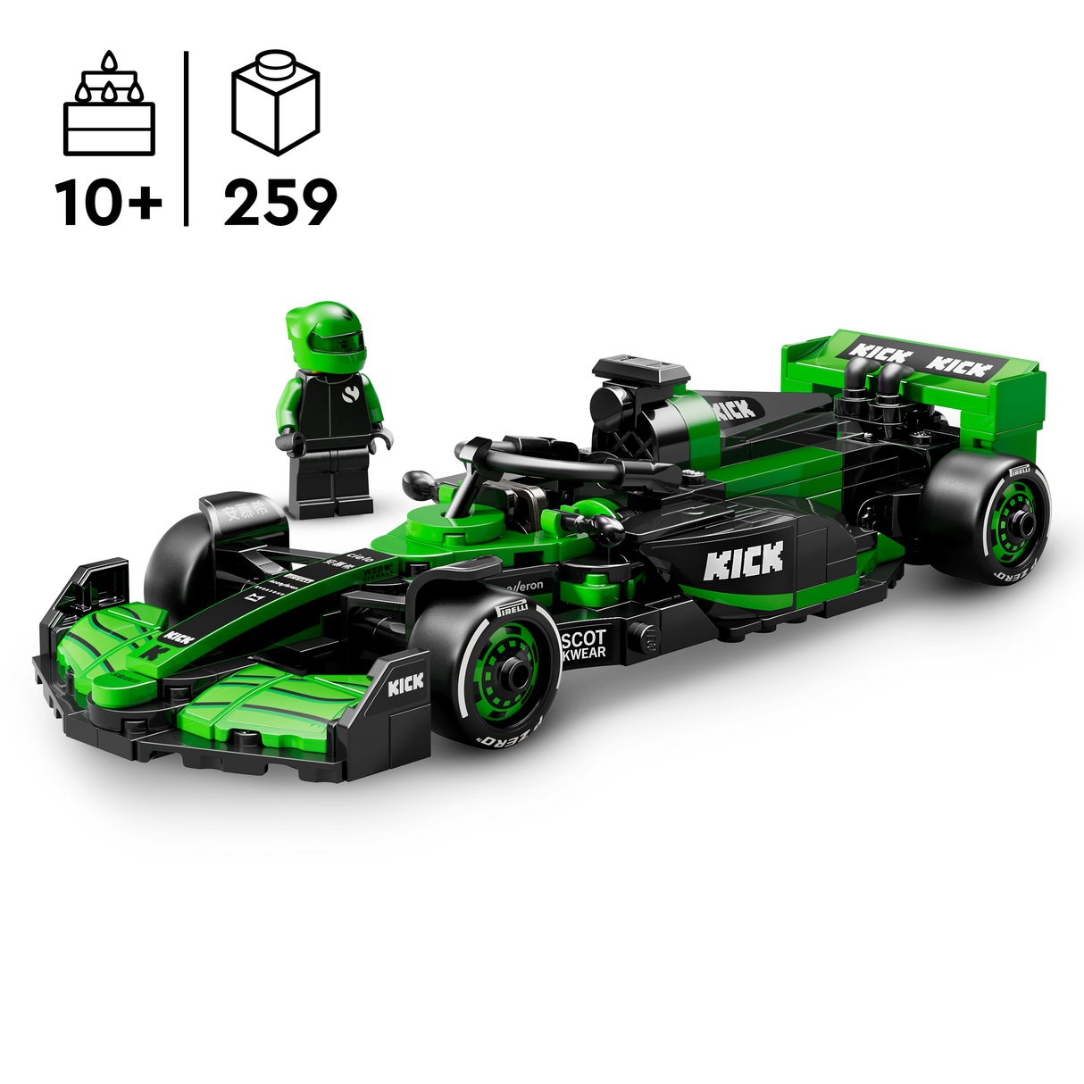 LEGO Speed Champions KICK Sauber F1 Team C44 võidusõiduauto 77247L