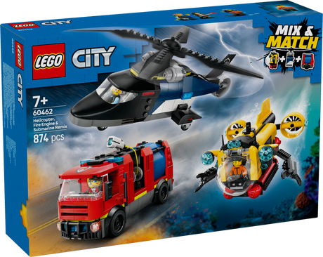 LEGO City Helikopteri, tuletõrjeauto ja allveelaeva remiks 60462L