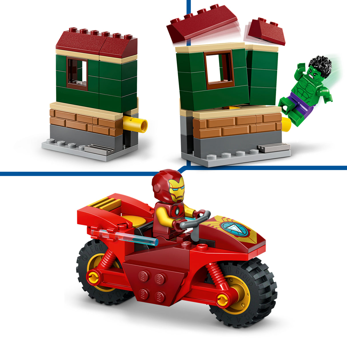 LEGO Super Heroes Iron Man koos ratta ja The Hulkiga 76287L